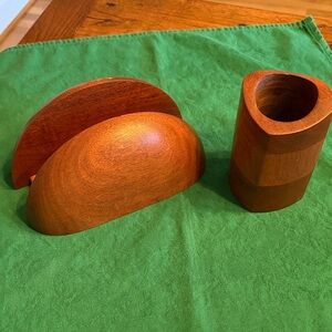 Wooden Napkin or Letter Holder and Pen/Pencil Caddy
